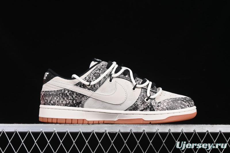 Nike SB Dunk Low Year of the Snake Series Snake Scale White Swoosh Customized Low-Top Casual Skate Shoes - YX5066-275