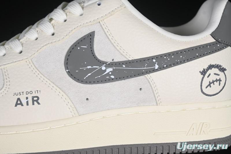 Nike Air Force 1 '07 Low Casual Sneakers in Light Grey with Custom Hardware - DF0188-036