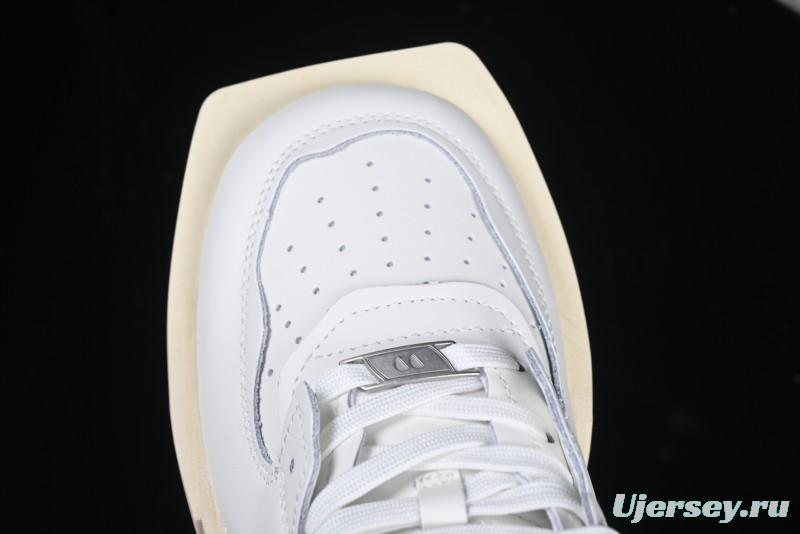 Choco Concert Leather Round Square Asymmetric Fashion Sneakers White Wine Red - AJE5