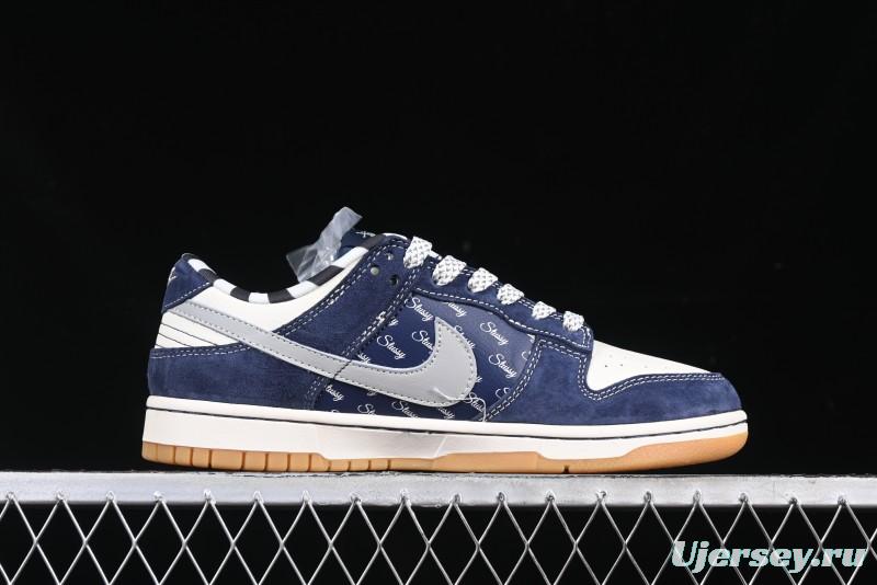 Nike SB Dunk Low Stussy Collaboration Suede Blue Anniversary Custom Low-Top Casual Sneakers - XS1086-009