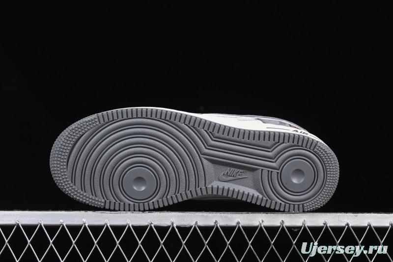Nike Air Force 1 '07 Low Supreme Collaboration Grey Swoosh Red Tab Low-Top Casual Sneakers - CH6336-510