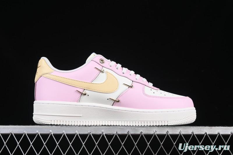Nike Air Force 1 '07 Low White Pink Swoosh Casual Sneakers - IB2574-600