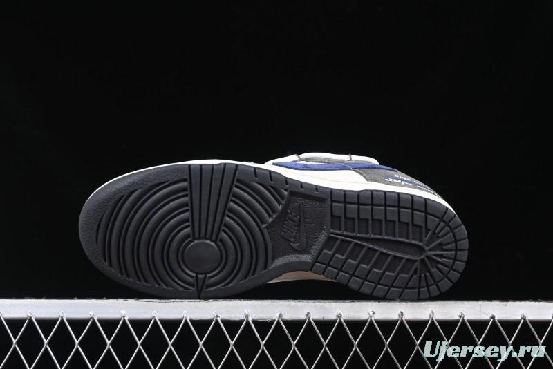 Nike SB Dunk Low Supreme Collaboration - Grey White Blue Swoosh Lace-Up Anniversary Customized Low-Top Casual Skate Shoes - XS1186-100