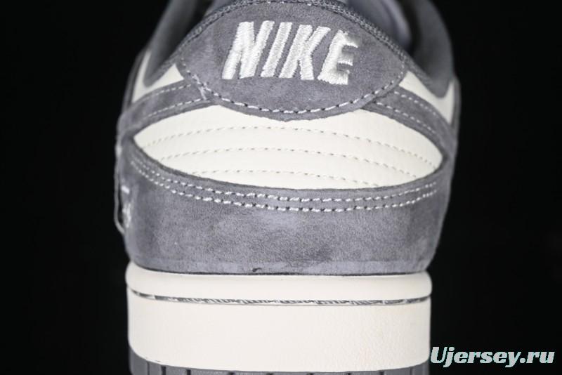 Nike SB Dunk Low Stussy Anniversary Edition Patchwork Grey Swoosh Customized Casual Skate Shoes - YX5066-221