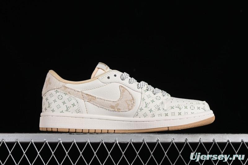 Nike Air Jordan 1 Low OG SP Travis Scott x Fragment Design Retro Sneakers with Reverse Swoosh - SJ2068-006