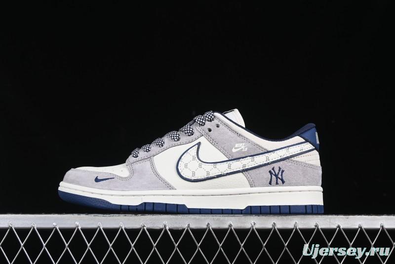 Nike SB Dunk Low MLB Collaboration Embroidered Blue Logo Anniversary Custom Low-Top Casual Skate Shoes - DJ2024-092