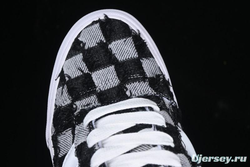 Vans Knu Skool Checkerboard Washed Denim Low-Top Casual Skate Shoes - VN000CS0239