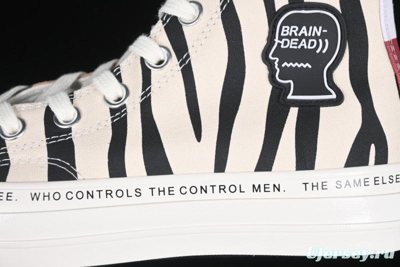 Converse x Brain Dead High Top Casual Sneakers with Mismatched Camouflage Design - A12219C