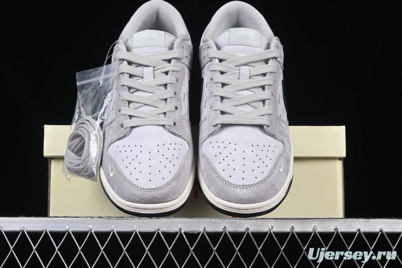 Nike SB Dunk Low Stussy Collaboration - Black Swoosh Anniversary Custom Low-Top Casual Skate Shoes - XX3168-069