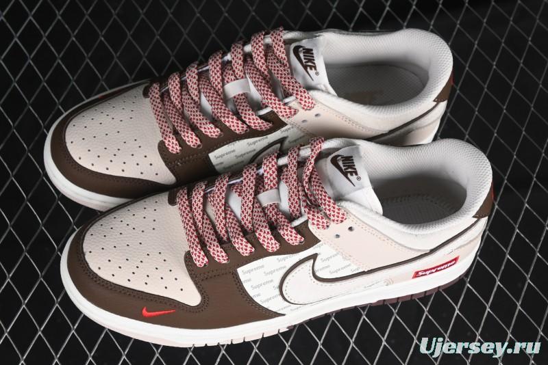 Nike SB Dunk Low Supreme Collaboration Bullet Screen White Check Anniversary High-End Custom Low-Top Casual Skate Shoes - DJ2024-091