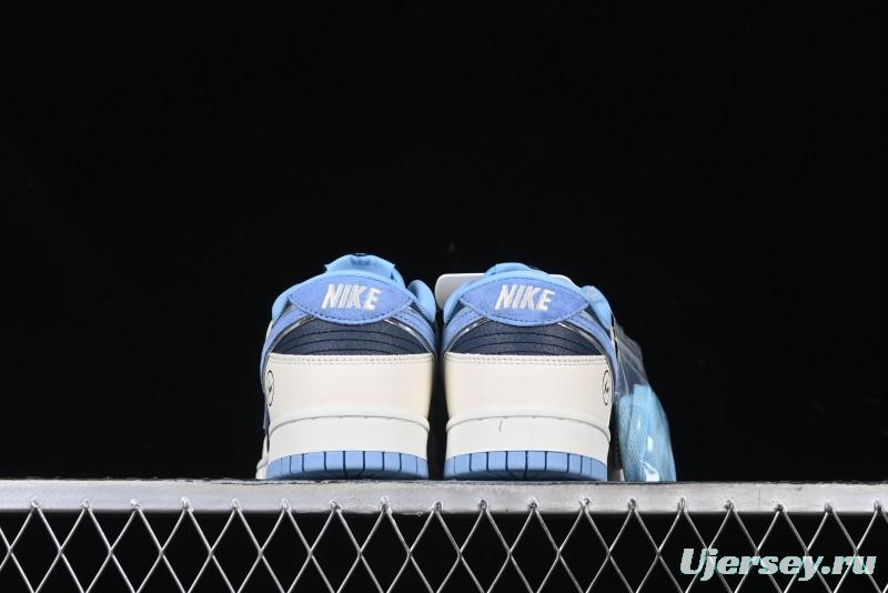 Nike SB Dunk Low Lightning Collaboration - Light Blue Swoosh Anniversary Custom Low-Top Casual Skate Shoes - LW1818-107