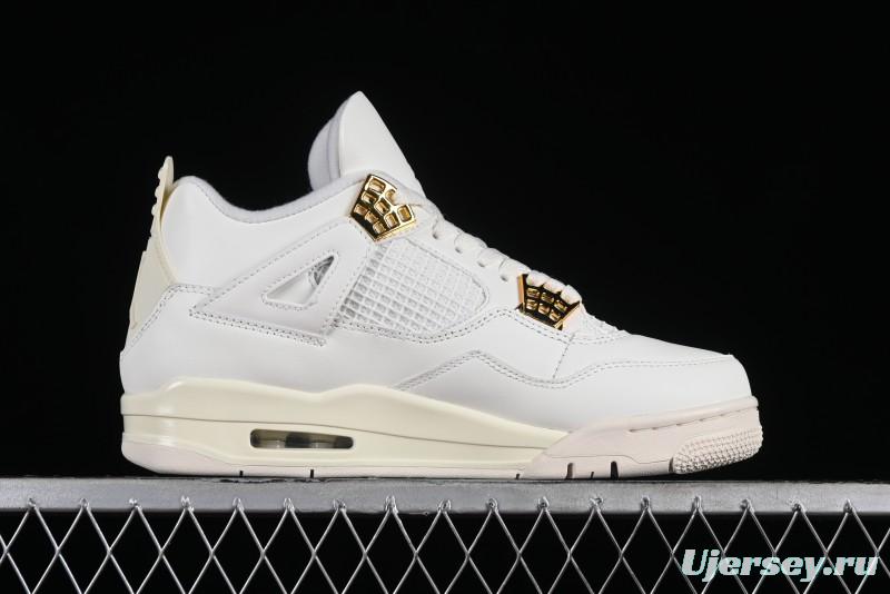 Nike Air Jordan 4 Retro Sneakers with Metallic Gold Design - AQ9129-170