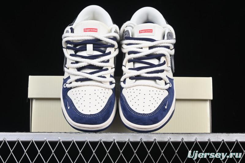Nike SB Dunk Low Supreme Collaboration Sneakers in Gray Blue with Gray Swoosh - YX5066-260
