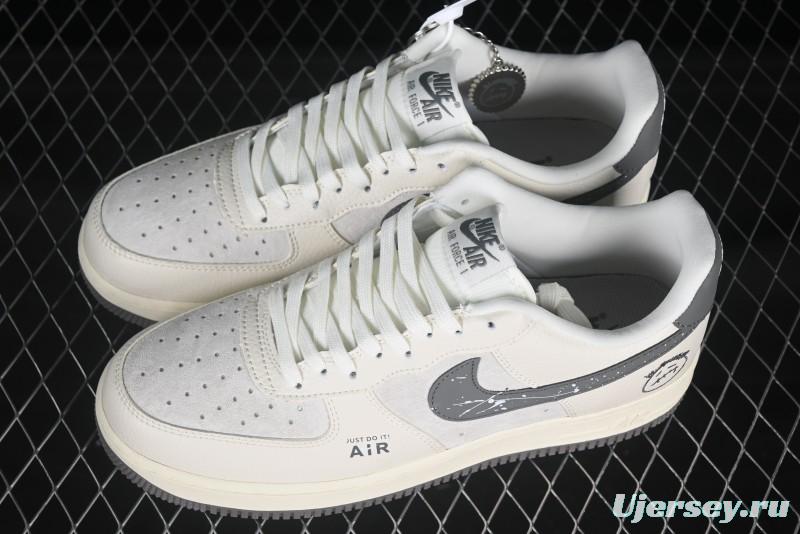 Nike Air Force 1 '07 Low Casual Sneakers in Light Grey with Custom Hardware - DF0188-036