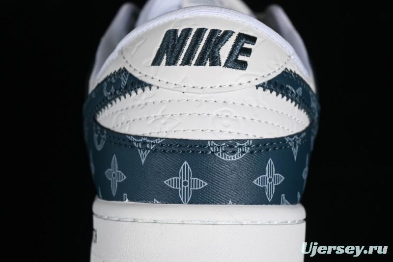 Nike SB Dunk Low LV Collaboration - Dark Blue Print Anniversary High-End Custom Low-Top Casual Sneakers - DQ1098-363