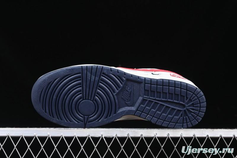 Nike SB Dunk Low Supreme Collaboration - Grey Pig Suede with Red Swoosh Anniversary Custom Edition Low-Top Casual Skate Shoes - CH8311-232
