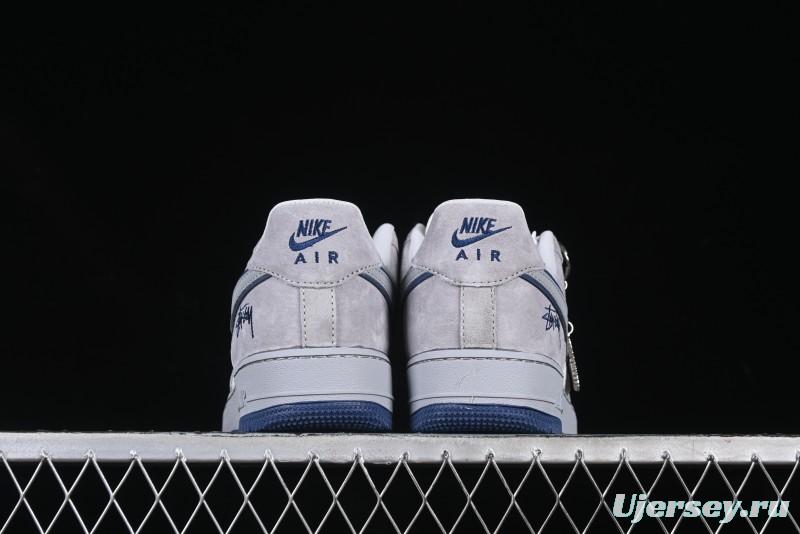 Nike Air Force 1 '07 Low Stussy Collaboration Grey Blue Pig Bear AF1 Low Top Casual Sneakers - DF0188-017