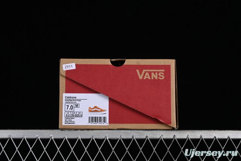 Vans Caldrone Classic American Retro Skate Shoes in Brown Orange - VN000CXZ1OU