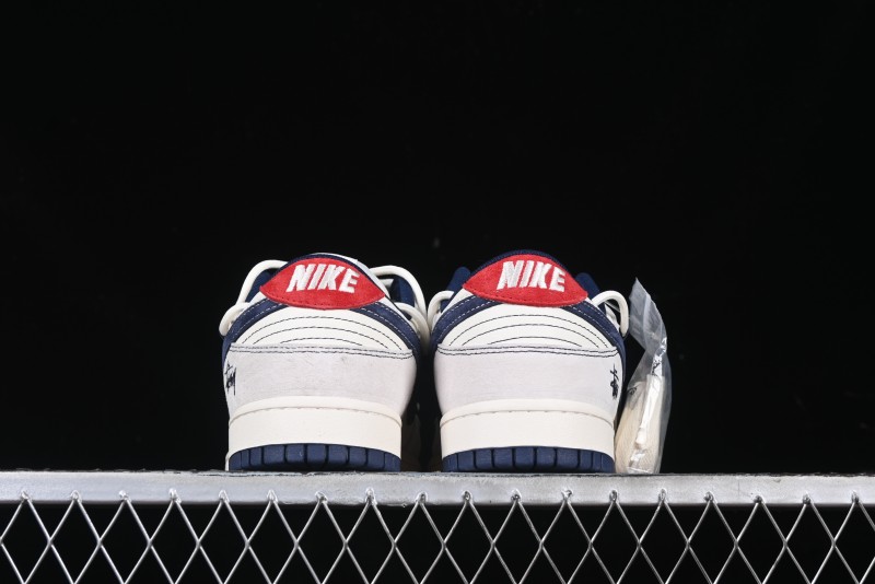 Nike SB Dunk Low Stussy Anniversary Edition High-End Custom Sneakers with Lace-Up Design in Grey White and Navy - YX5066-240
