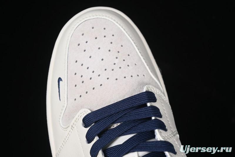 Nike Air Jordan 1 Low Supreme Collaboration - Shadow Swoosh Custom Retro Basketball Shoes - XX3318-368