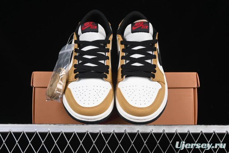 Nike Air Jordan 1 Low OG AJ1 White Yellow Black Swoosh Casual Sneakers - CZ0790-107