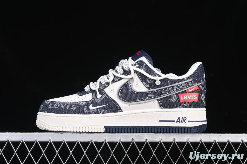 Nike Air Force 1 '07 Low Levi's Collaboration Light Blue Denim Drawstring Casual Sneakers - SJ1198-900