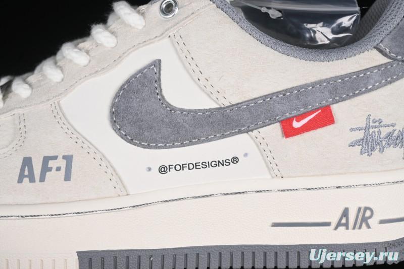 Nike Air Force 1 '07 Low Stussy Collaboration Dual-Tone Beige Low-Top Casual Sneakers - SJ6698-024