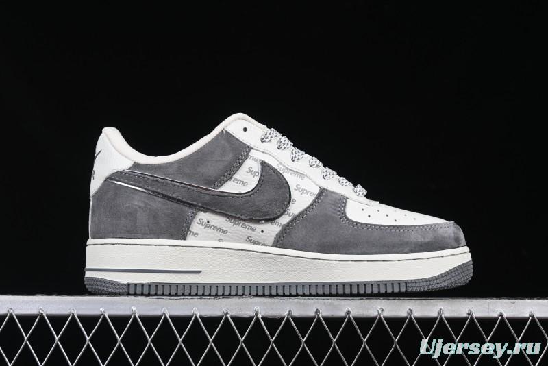 Nike Air Force 1 '07 Low Supreme Collaboration Grey Swoosh Red Tab Low-Top Casual Sneakers - CH6336-510