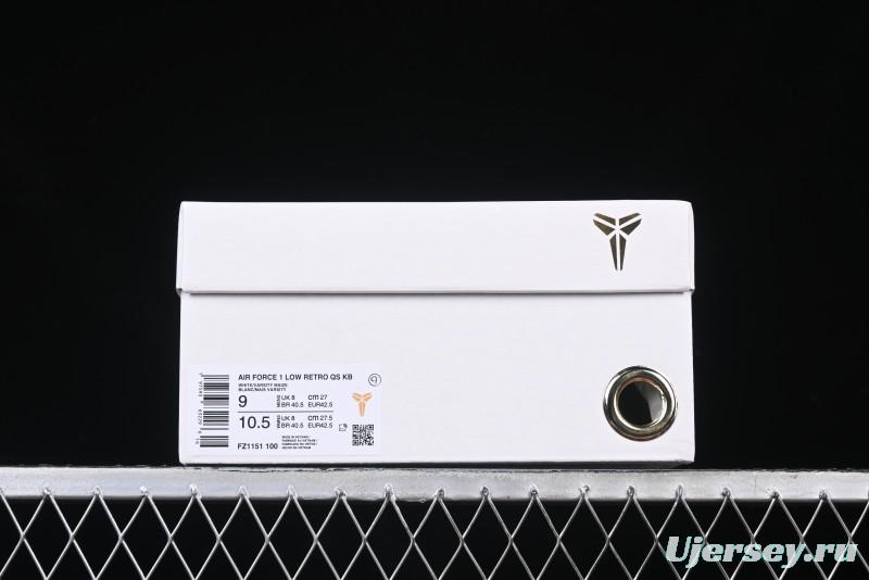 Nike Air Force 1 '07 Low Kobe Casual Sneakers with Full-Layer Leather and Full-Length Air Cushion - FZ1151-100