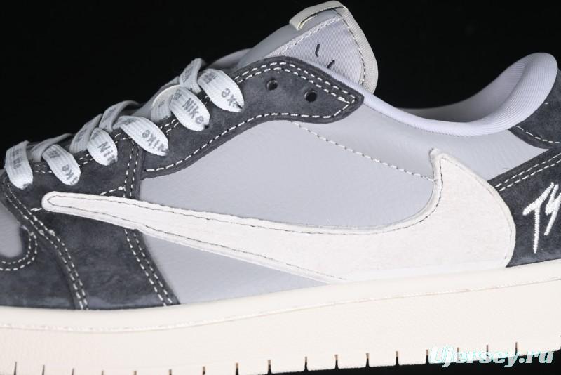 Nike Travis Scott x Fragment Design x Air Jordan 1 Low OG SP AJ1 Retro Sneakers in Traffic Grey - CF3688-055