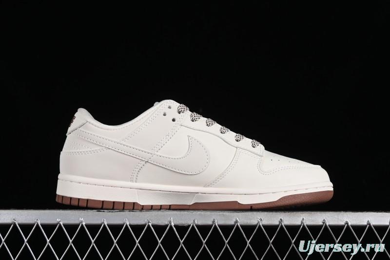 Nike SB Dunk Low LV Collaboration - Double Swoosh Beige Brown Anniversary High-End Custom Low-Top Casual Skate Shoes - XX2025-309