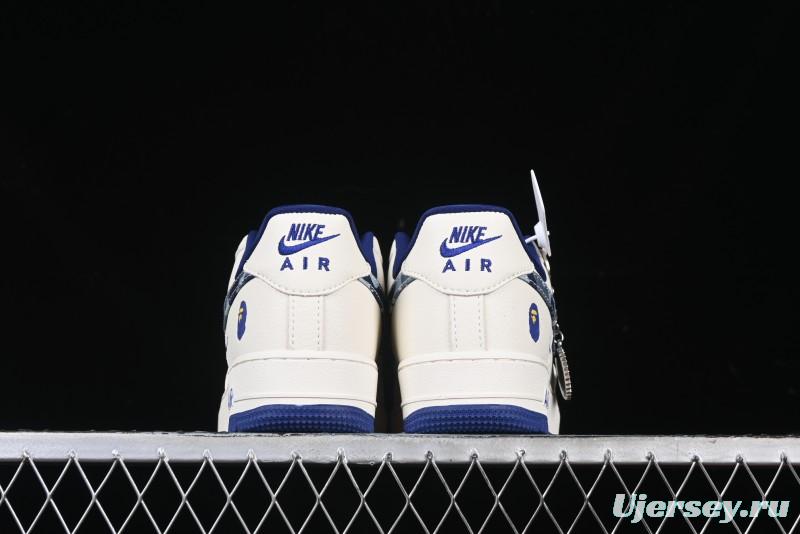 Nike Air Force 1 '07 Low Bape Collaboration - Blue Four Small Swoosh Casual Sneakers - KK1988-036