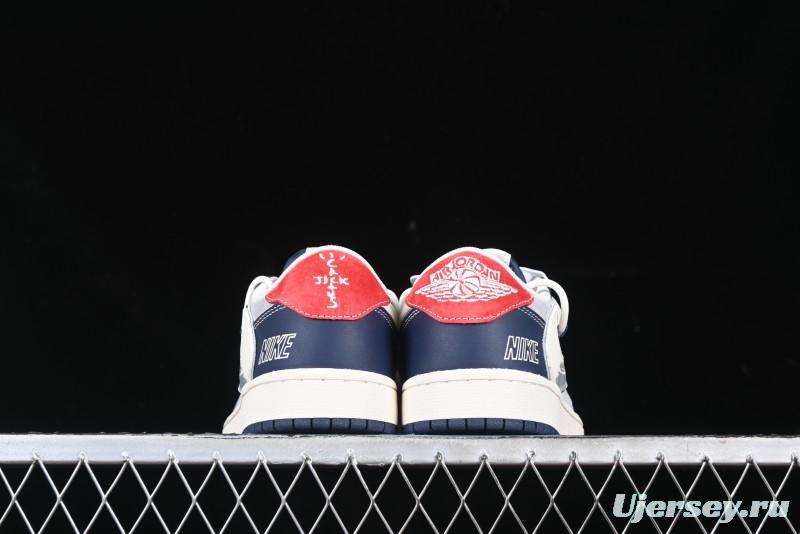 Nike Travis Scott x Fragment Design x Air Jordan 1 Low OG SP AJ1 Graffiti Drawstring Low-top Casual Sneakers - XS3186-203