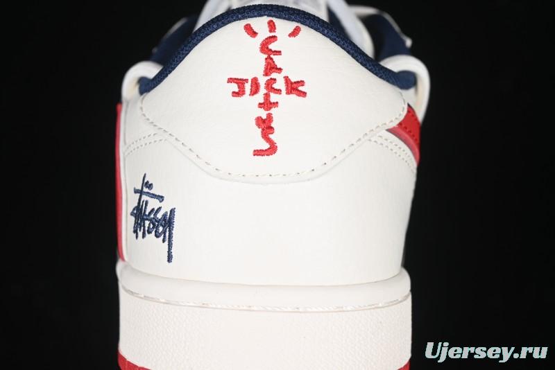 Nike Travis Scott x Fragment Design x Air Jordan 1 Low OG SP AJ1 Retro Sneakers with Reverse Swoosh - SJ0086-138