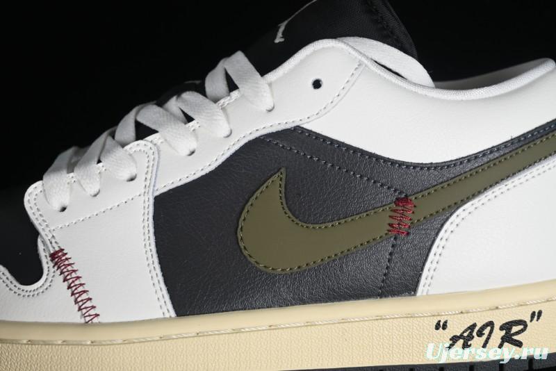 Nike Air Jordan 1 Low AJ1 Custom Black Green Low-Top Culture Casual Sneakers - DC0774-001