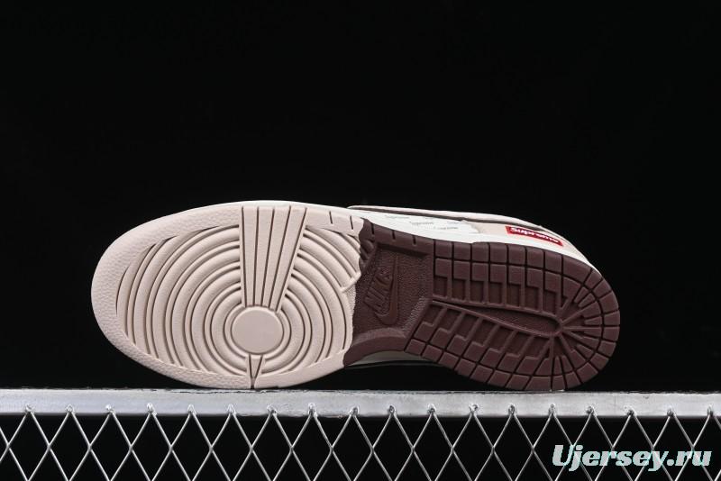 Nike SB Dunk Low Supreme Collaboration Bullet Screen White Check Anniversary High-End Custom Low-Top Casual Skate Shoes - DJ2024-091