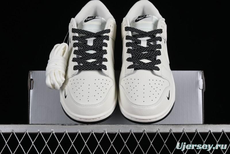 Nike SB Dunk Low Collaboration Three Swooshes Beige Black Color Low Top Casual Skateboarding Shoes - NK5639-321