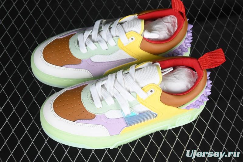 Christian Louboutin Funnyto Flat French Luxury Brand Green Color Block Low Top Sneakers - X.D4