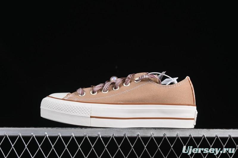 Converse All Star Platform Sneakers in Coffee Bean Milk Tea Color with OrthoLite Insole and Thick Sole for Height Boost - A11619C
