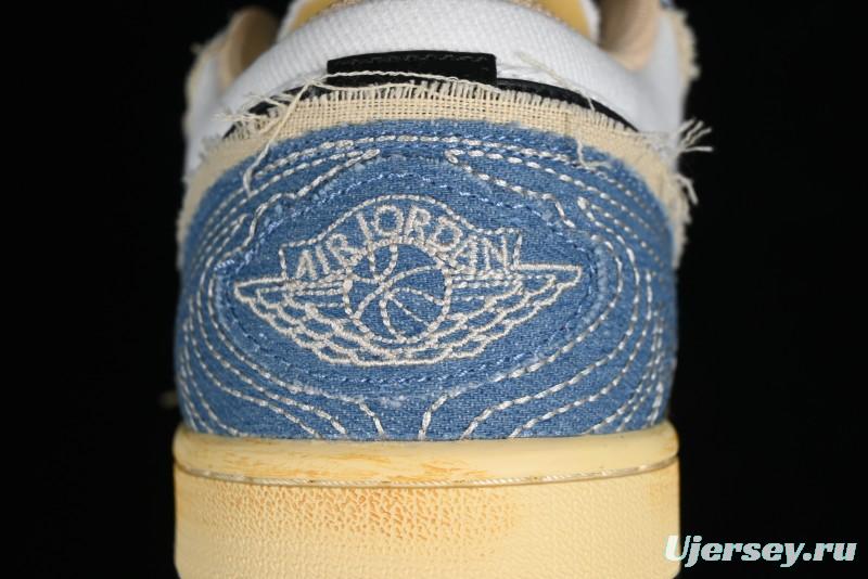 Nike Air Jordan 1 Low SE "WRMK" AJ1 Sashiko Stitch Low-Top Casual Sneakers - FN7670-493