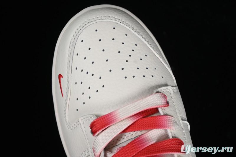 Supreme x Nike SB Dunk Low Anniversary Custom White Red Colorway Low-Top Casual Skate Shoes - BB8657-107