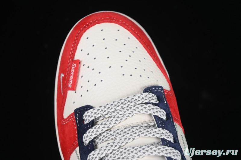 Nike SB Dunk Low Supreme Collaboration - China Red with 3D White Swoosh Anniversary Custom Low-Top Casual Sneakers - FC1688-209
