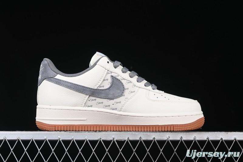 Nike Air Force 1 '07 Low Stussy Collaboration - Grey Swoosh Casual Sneakers - XZ6188-256