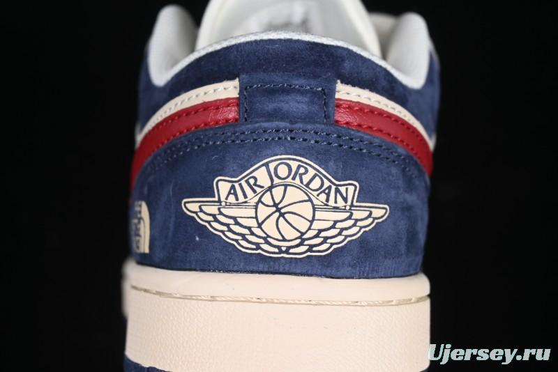 Nike Air Jordan 1 Low AJ1 The North Face Collaboration Grey Blue Red Hook Retro Basketball Shoes - DM9188-012