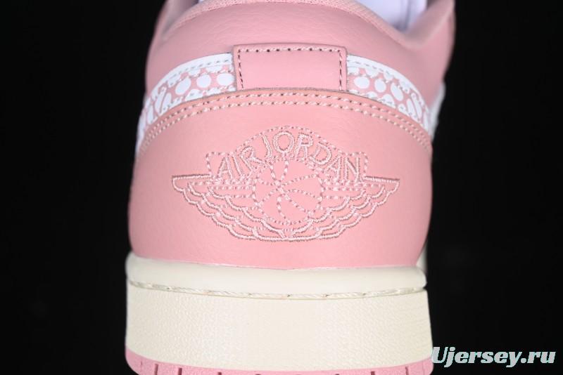 Nike Air Jordan 1 Low AJ1 Custom White Pink Low-Top Casual Lifestyle Sneakers - DC0774-162