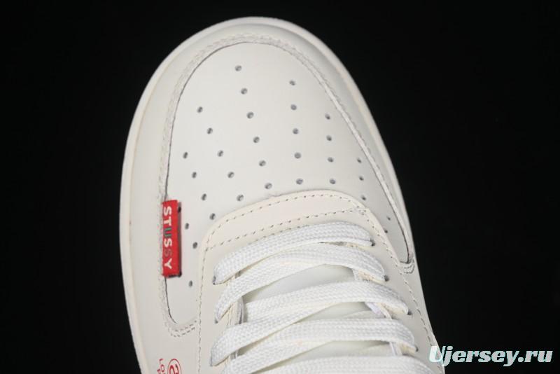 Nike Air Force 1 '07 Low Stussy Collaboration Beige Deep Orange Low-Top Casual Sneakers - DF0188-031