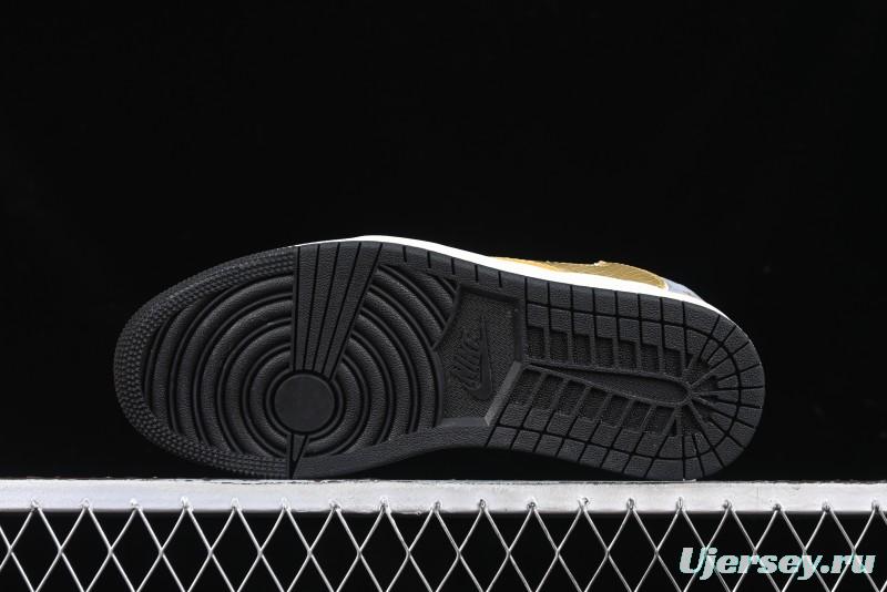 Nike Travis Scott x Fragment Design x Air Jordan 1 Low OG SP AJ1 Snake Year Limited Gold Snake Low-top Casual Sneakers - XZ2025-288