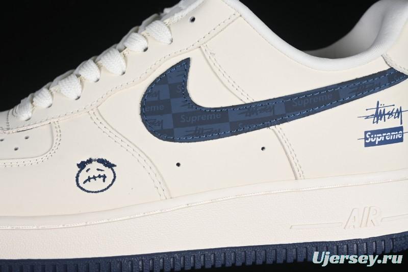 Nike Air Force 1 '07 Low Stussy Supreme Collaboration Checkerboard Beige Low-Top Casual Sneakers - DF0188-037