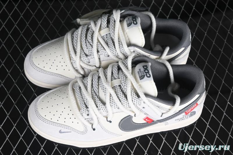 Nike SB Dunk Low The North Face x Supreme Collaboration Light Gray Hook Anniversary Custom Low-Top Casual Skate Shoes - YX5066-230