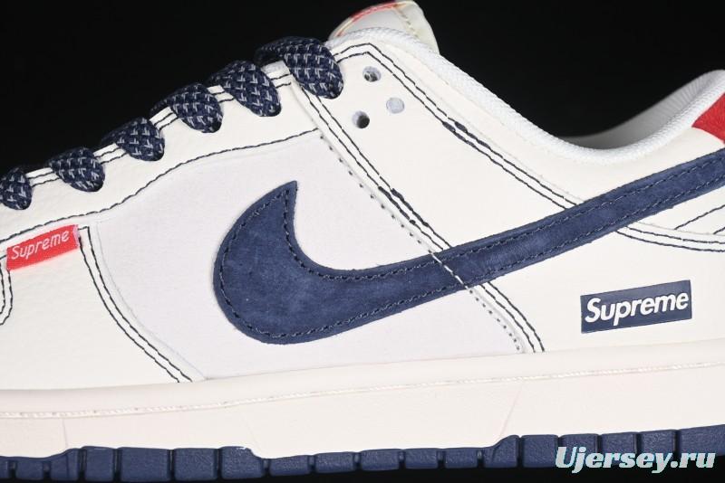 Nike SB Dunk Low Supreme Collaboration Grey Blue Woven Label Anniversary High-End Custom Low-Top Casual Skate Shoes - BB7518-026